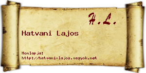 Hatvani Lajos névjegykártya
